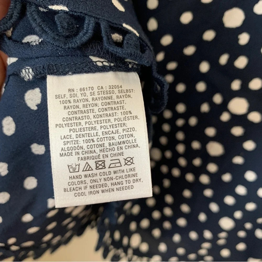 Meadow Rue Anthropologie Sanna Navy Blue Polka Dot size XS - Picture 6 of 6